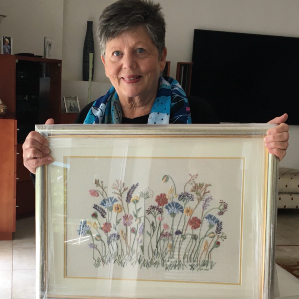 Eleanor Peake's Embroidered And Framed 'Simply Flowers'
